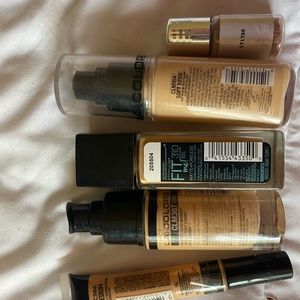 Different foundations- lipsticks- eyebrow pen-tongue rings